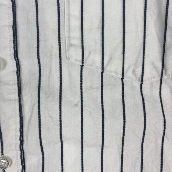 Avirex USA Shirt Mens L White / Black Button Up Long Sleeve Striped *Read* - Picture 9 of 16